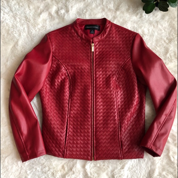 Colleen Lopez Faux Leather Woven Jacket - Picture 3 of 14